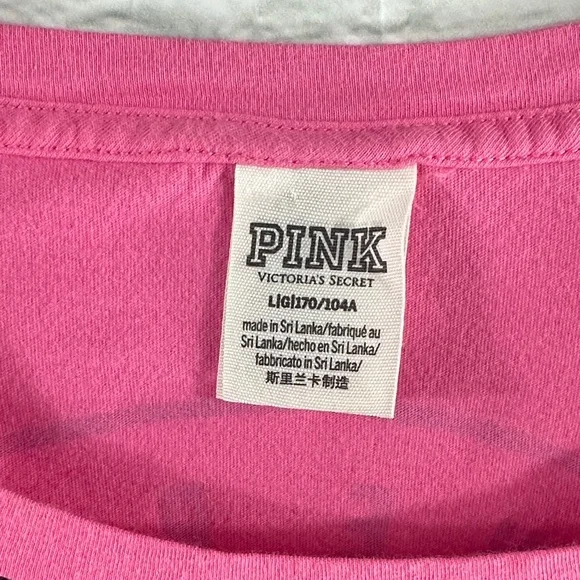 PINK Victoria's Secret Bright Pink Tee with Pink Sequin Detail - Picture 2 of 4